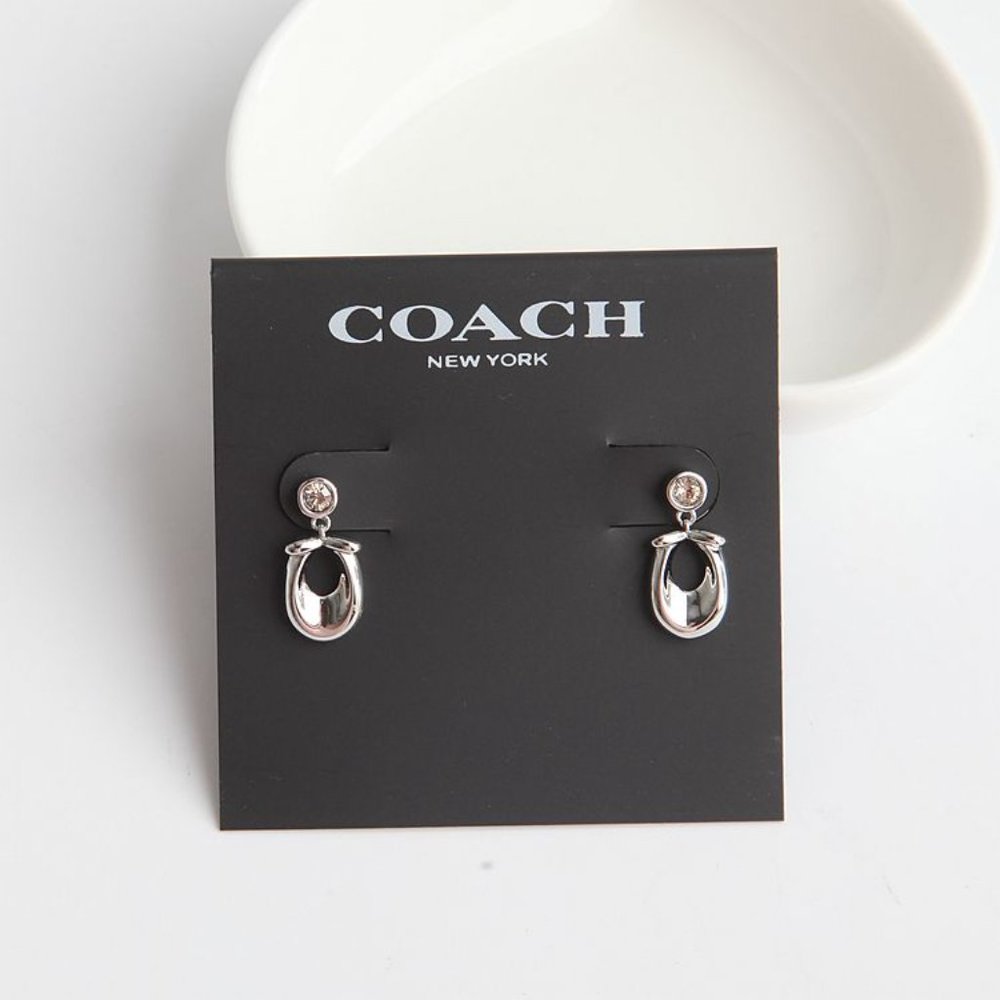 COACH SIGNATURE CRYSTAL EARRINGS SILVER